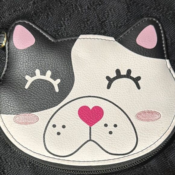 Cute Cat Face Coin Purse - Black and White - Picture 3 of 4